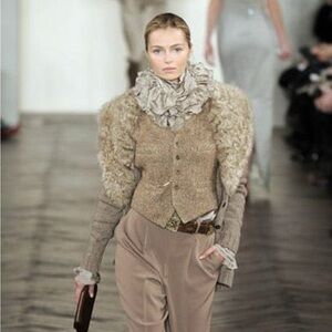 Ralph Lauren collection vintage cashmere shearling fur cardigan